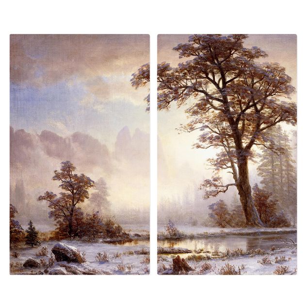 Glass stove top cover - Albert Bierstadt - Valley of the Yosemite, Snow Fall