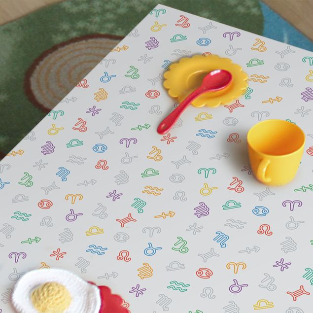 Adhesive film - Nursery Learning Pattern With Colourful Zodiac Symbols