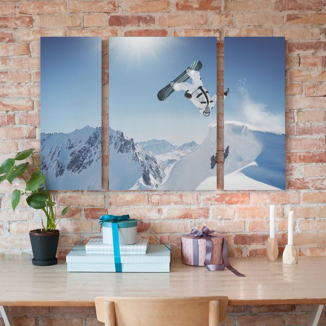 Print on canvas 3 parts - Flying Snowboarder