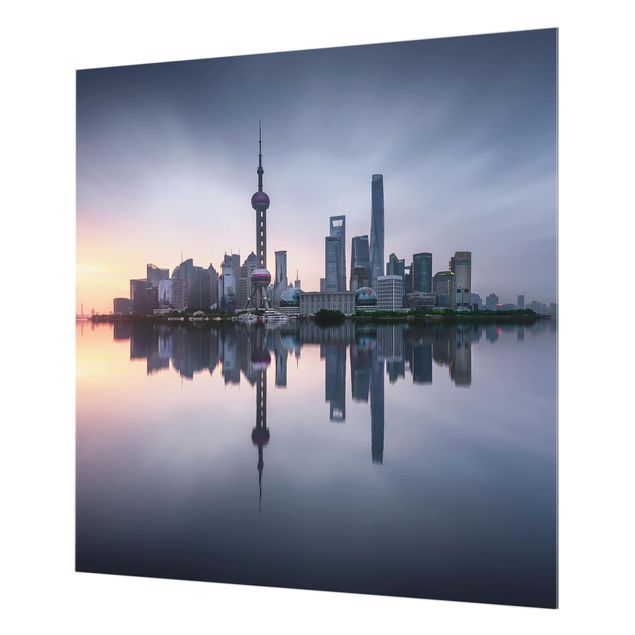 Glass Splashback - Shanghai Skyline Morning Mood - Square 1:1