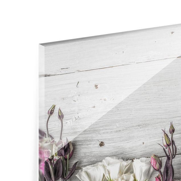 Glass Splashback - Tulip Rose Shabby Wood Look - Landscape 3:4
