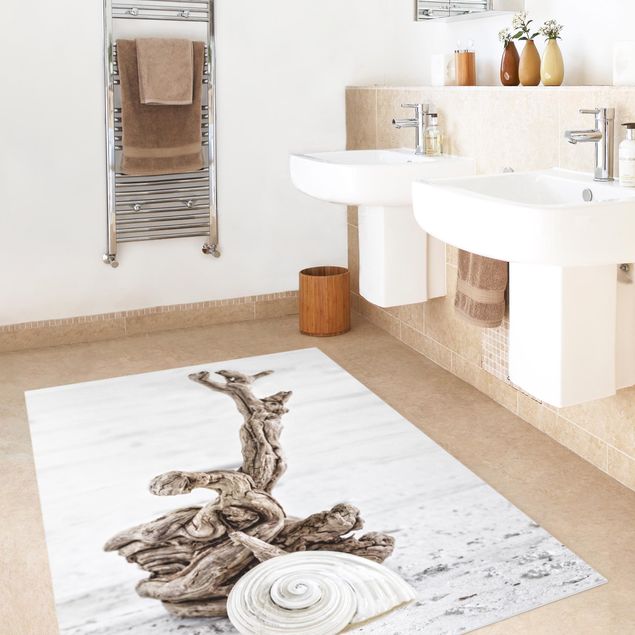 Modern rugs White Snail Shell And Root Wood
