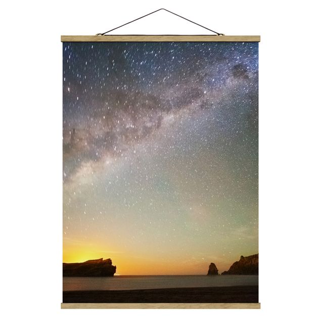 Fabric print with poster hangers - Starry Sky Above The Ocean
