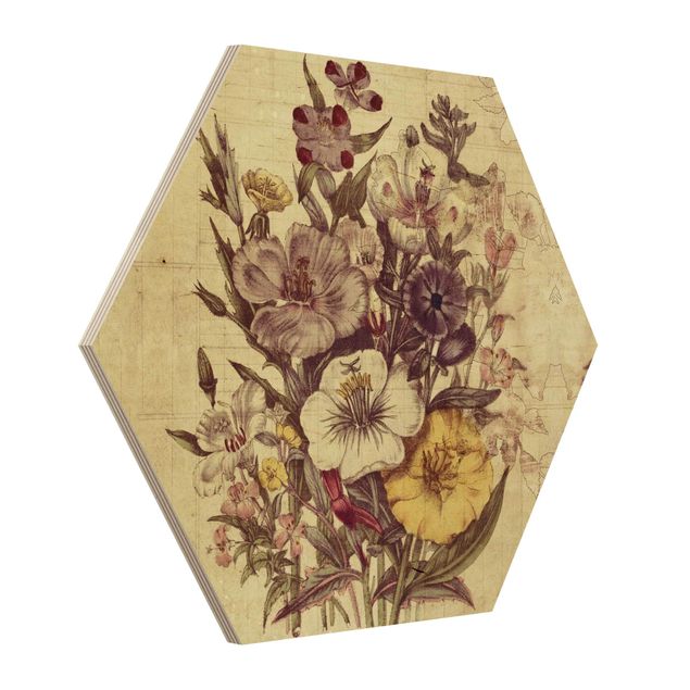 Wooden hexagon - Vintage Letter Bouquet