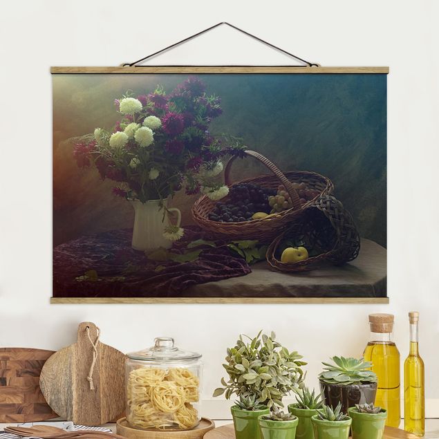 Fabric print with poster hangers - Still Life With Vase
