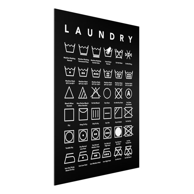 Aluminium dibond Laundry Symbols Black And White