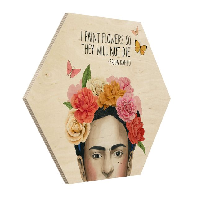 Wooden hexagon - Frida's Thoughts - Flowers