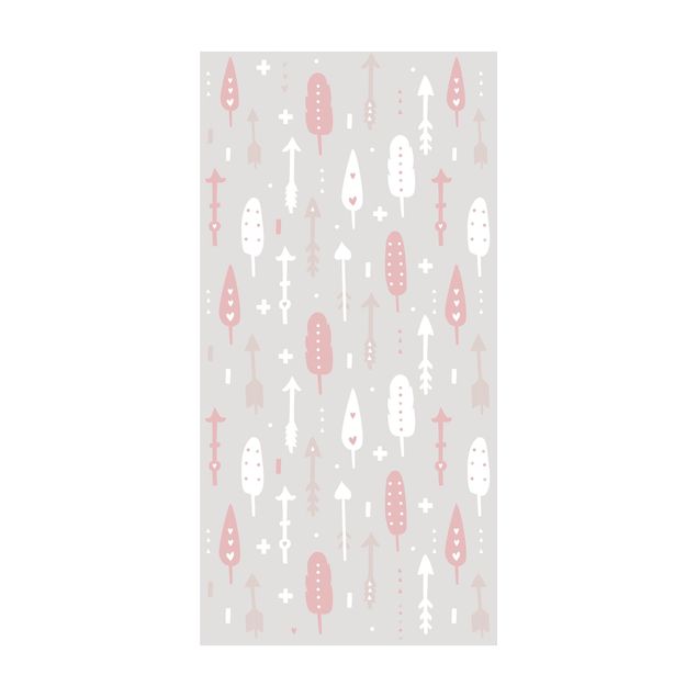 gray rug Tribal Arrows With Hearts Light PInk Grey