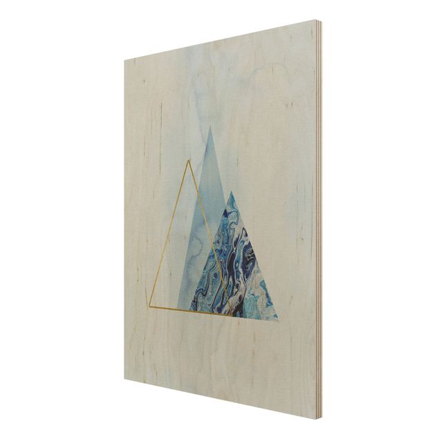 Print on wood - Geometry In Blue And Gold II