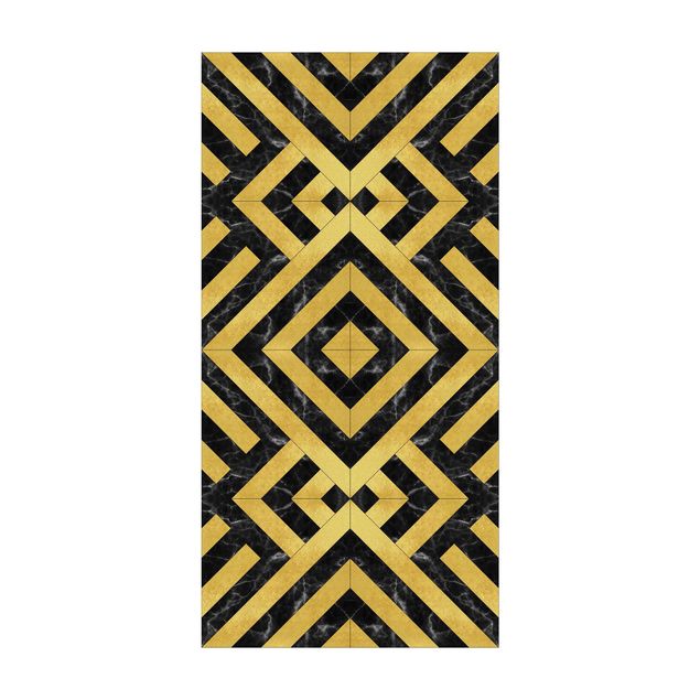 contemporary rugs Geometrical Tile Mix Art Deco Gold Black Marble
