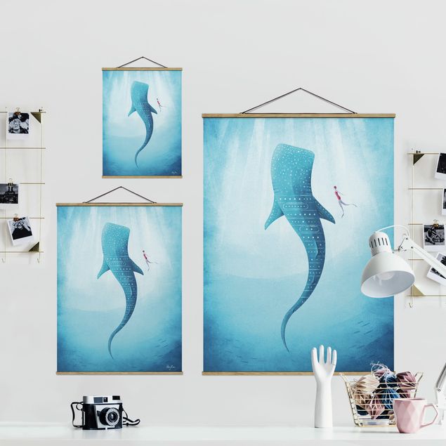 Fabric print with poster hangers - The Whale Shark