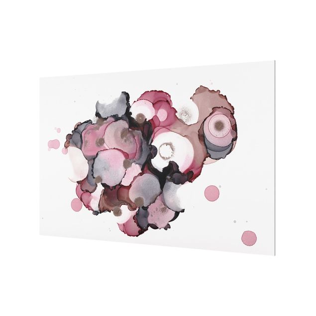 Splashback - Pink Beige Drops With Pink Gold - Landscape format 3:2