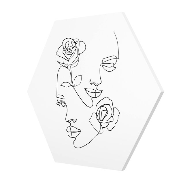 Forex hexagon - Line Art Faces Women Roses Black And White