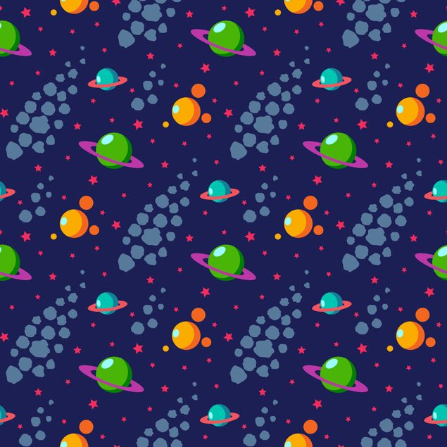 Adhesive film for furniture - Space Children Pattern With Planets And Stars