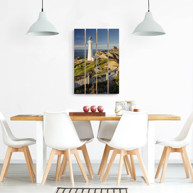 Print on wood - Castle Point Lighthouse New Zealand