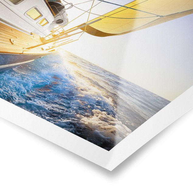 Poster - Sailboat On Blue Ocean In Sunshine