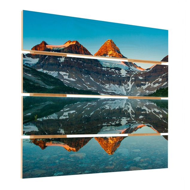 Print on wood - Mountain Landscape At Lake Magog In Canada