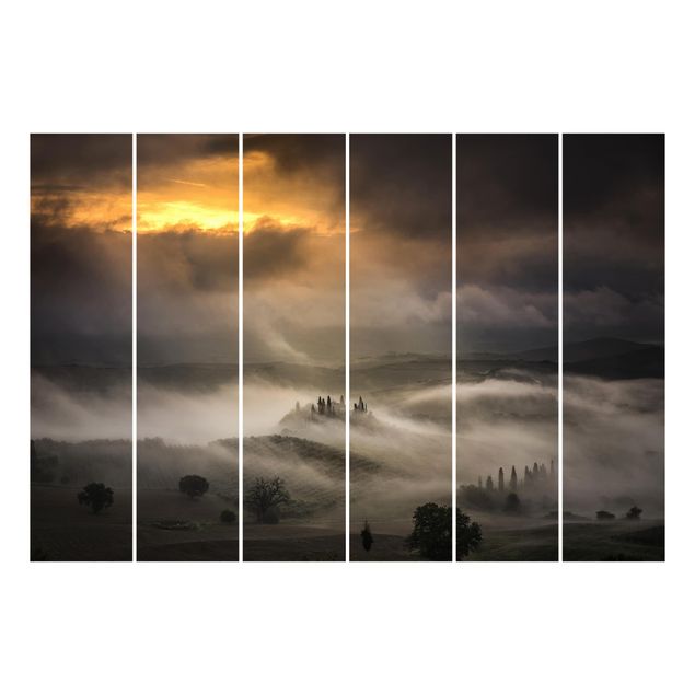 Sliding panel curtains set - Fog Waves