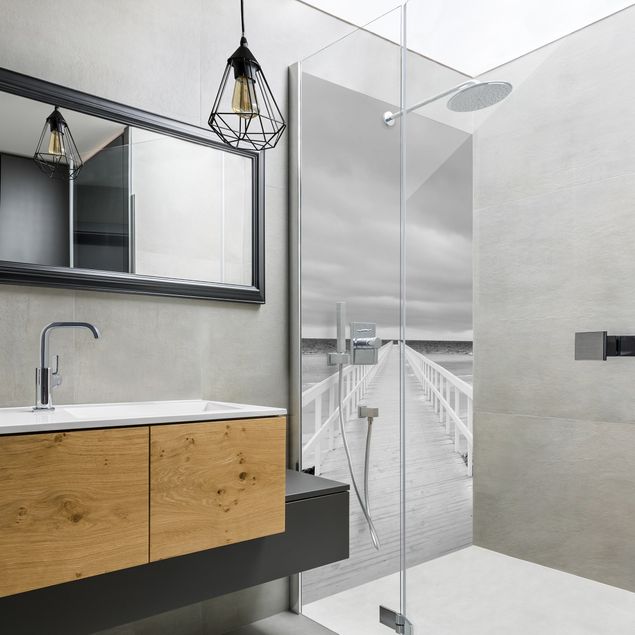 Shower wall cladding - Bridge In Sweden Black And White