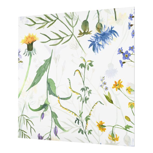 Splashback - Flower Meadow In Watercolour - Square 1:1