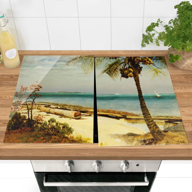 Glass stove top cover - Albert Bierstadt - Tropical Coast