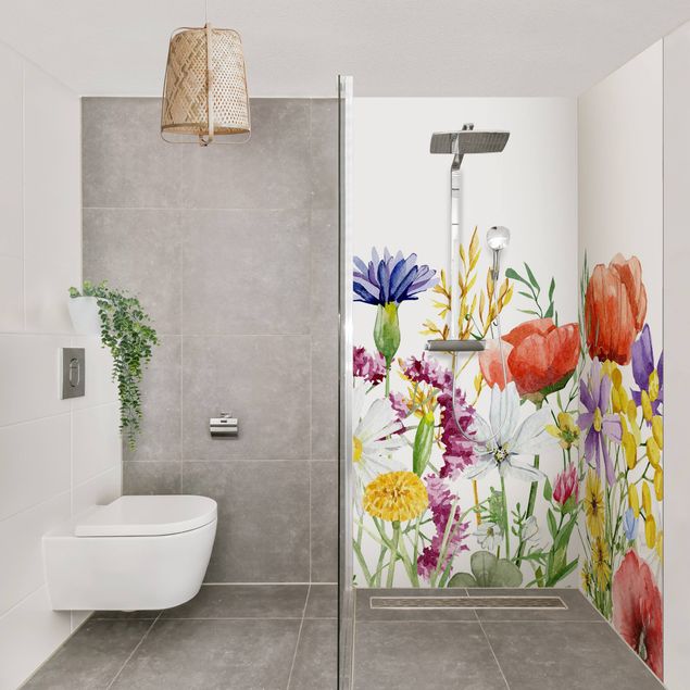 Shower wall cladding - Watercolour Flowers