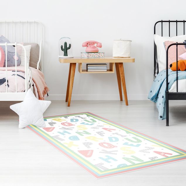 outdoor mat Alphabet In Pastel Colours With Frame