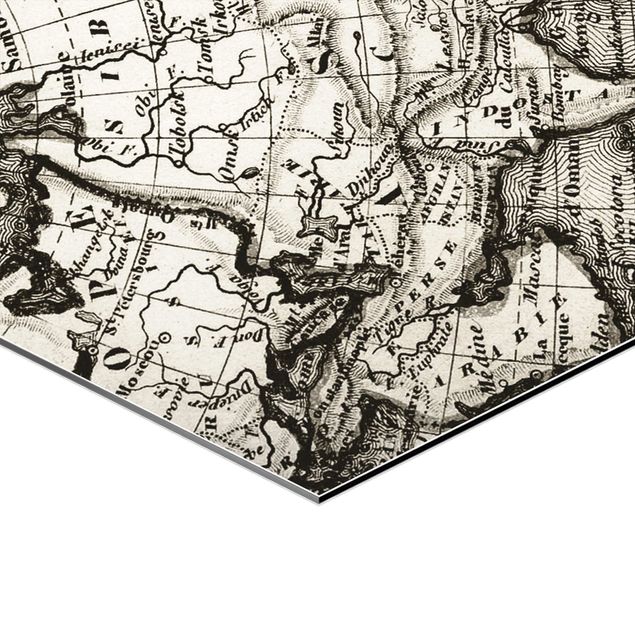 Alu-Dibond hexagon - Old World Map Details