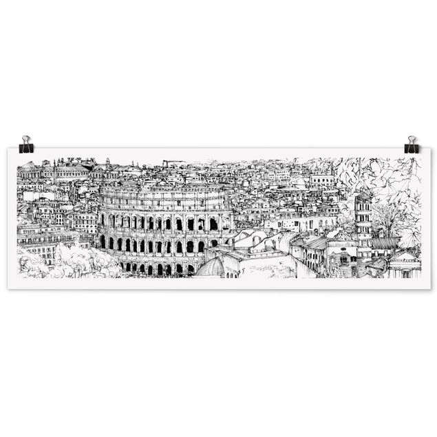 Panoramic poster architecture & skyline - City Study - Rome