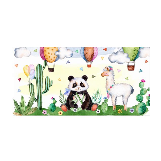Flower Rugs Panda And Lama Watercolour