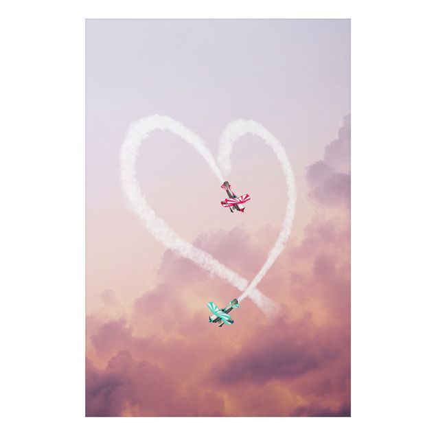 Print on aluminium - Heart With Airplanes