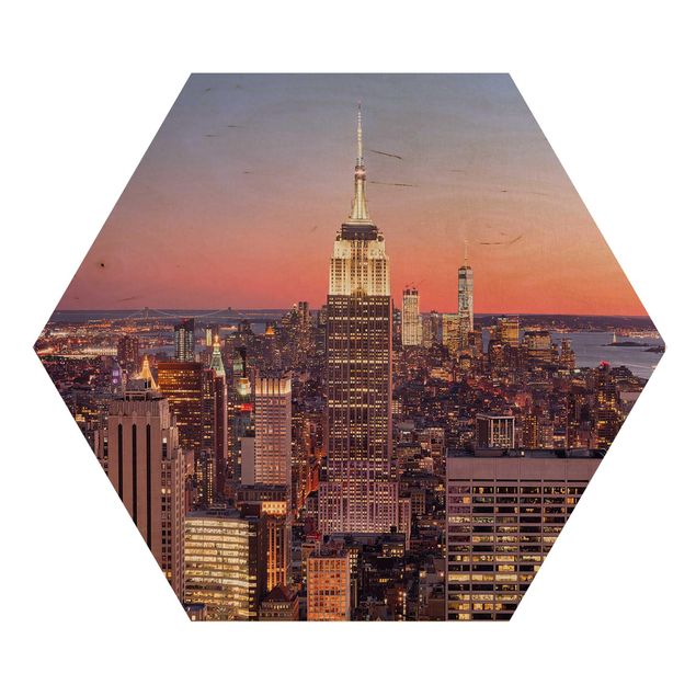 Wooden hexagon - Sunset Manhattan New York City