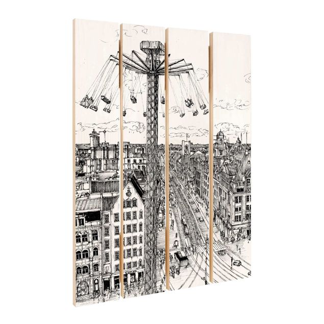 Print on wood - City Study - Whirligig