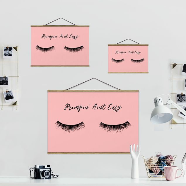 Fabric print with poster hangers - Eyelashes Chat - Primpin'