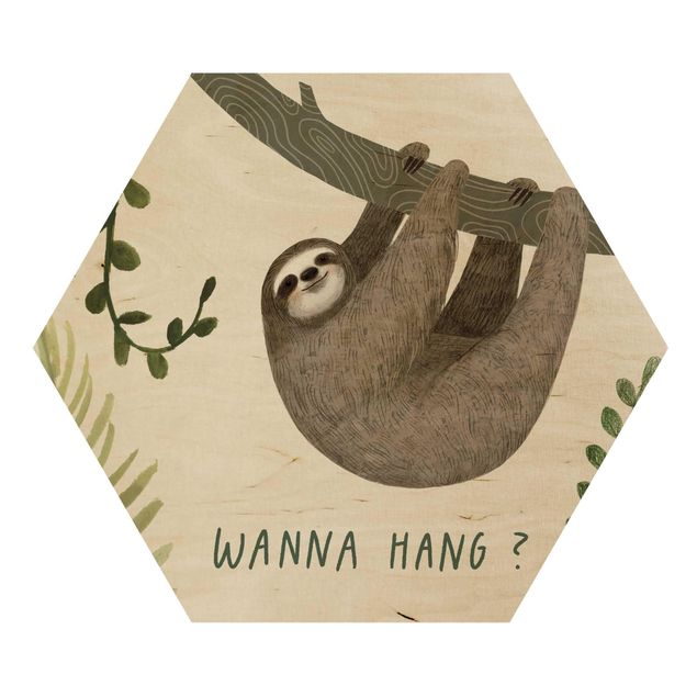 Wooden hexagon - Sloth Sayings - Hang