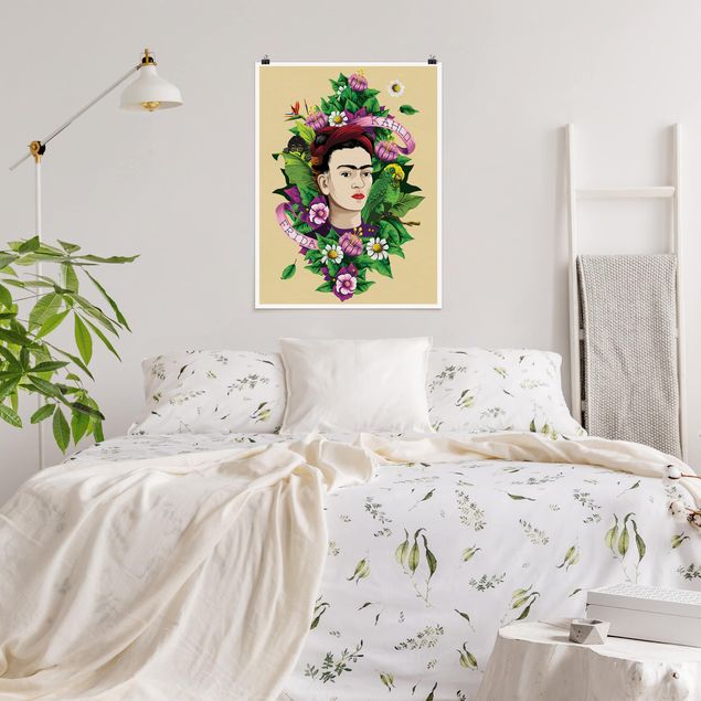 Poster flowers - Frida Kahlo - Frida, Monkey And Parrot