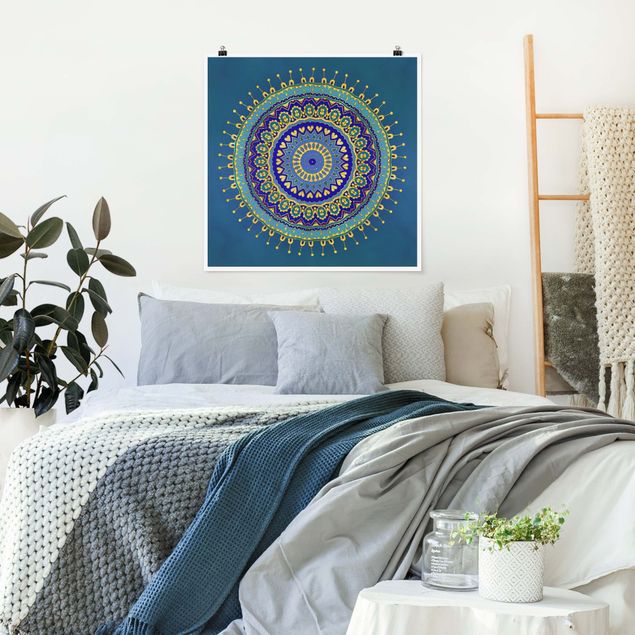 Poster - Mandala Blue Gold