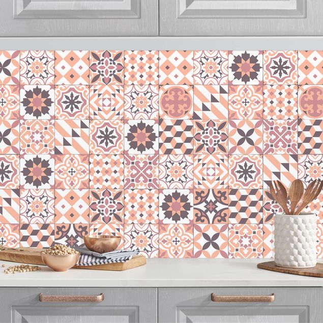 Kitchen splashback patterns Geometrical Tile Mix Orange