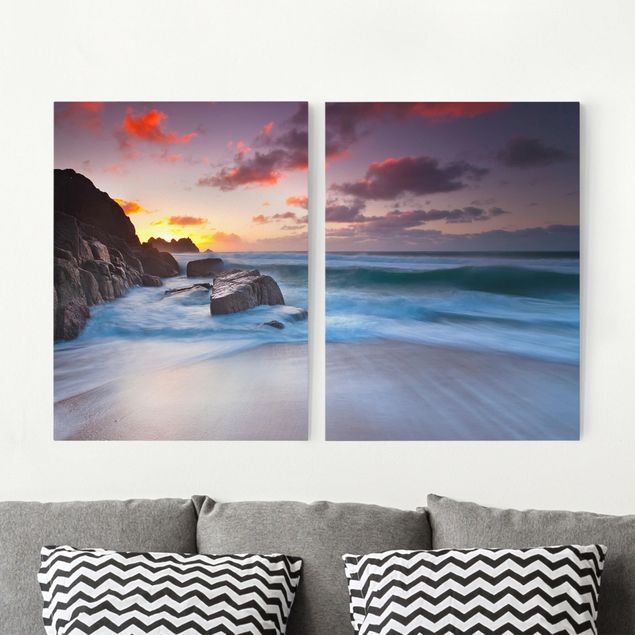 Print on canvas 2 parts - By The Sea In Cornwall