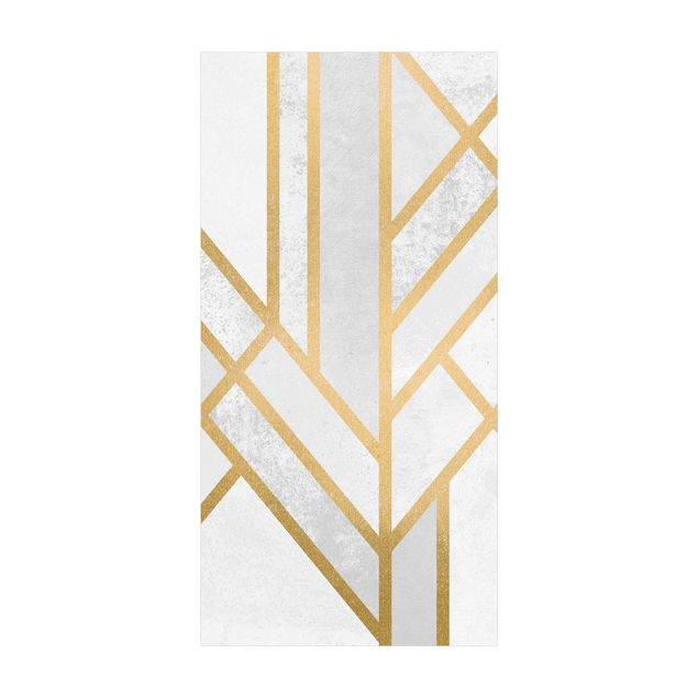 modern abstract rug Art Deco Geometry White Gold