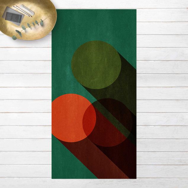 outdoor balcony rug Abstract Shapes - Circles In Green And Red