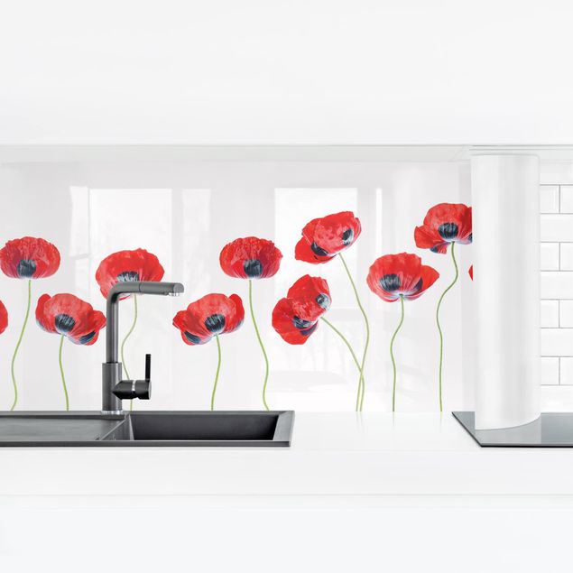 Kitchen wall cladding - Ladybug Poppies II
