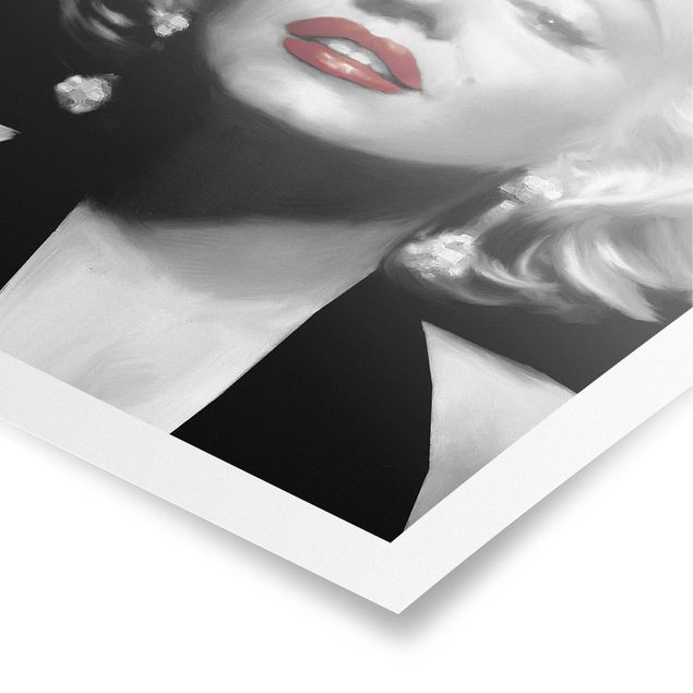 Poster black and white - Marilyn With Red Lips