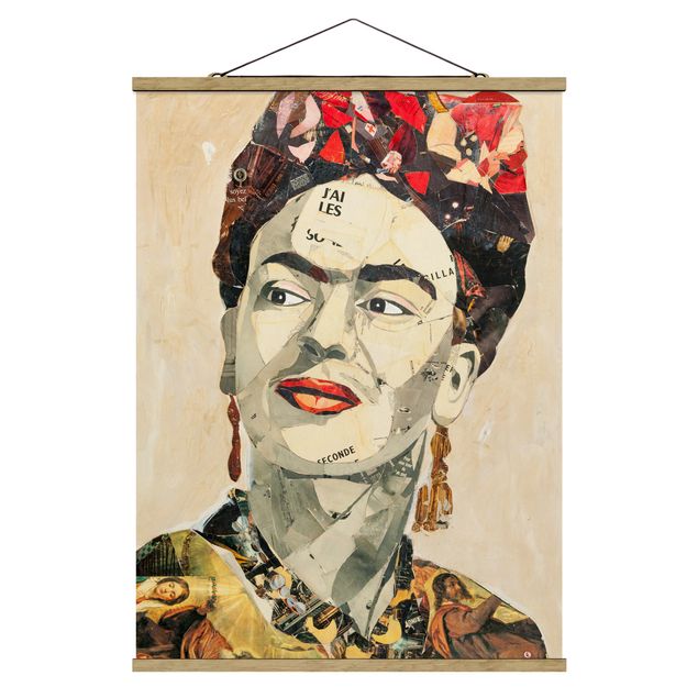 Fabric print with poster hangers - Frida Kahlo - Collage No.2