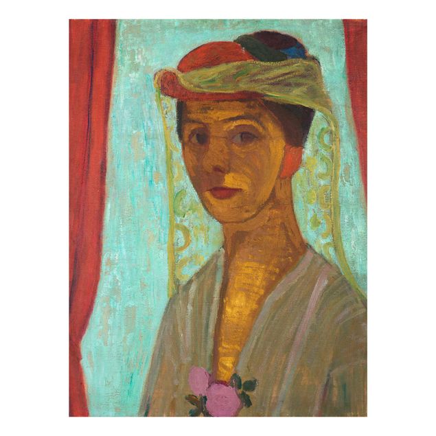 Glass print - Paula Modersohn-Becker - Self-Portrait with a Hat and Veil