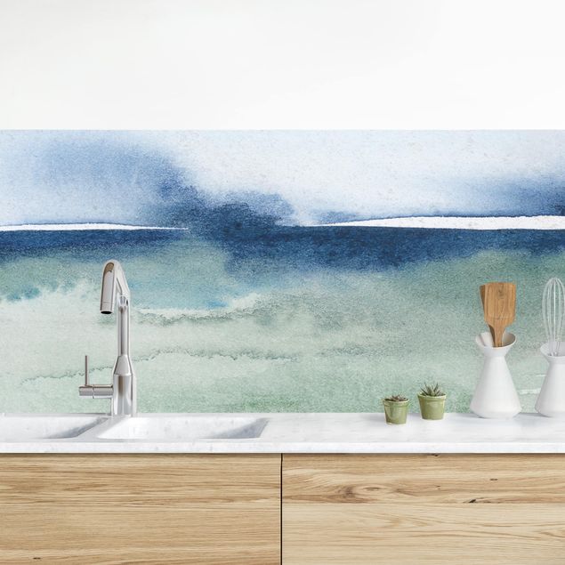 Kitchen splashback landscape Ocean Waves I
