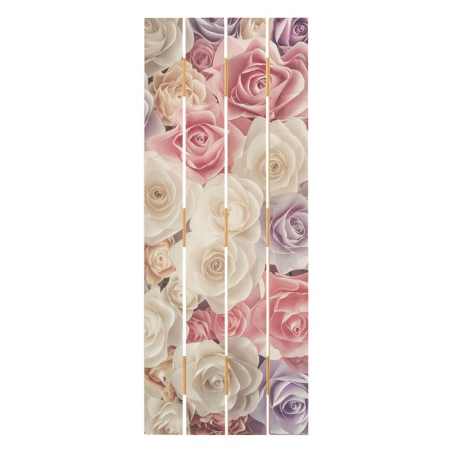 Print on wood - Pastel Paper Art Roses