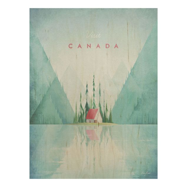 Print on wood - Travel Poster - Canada