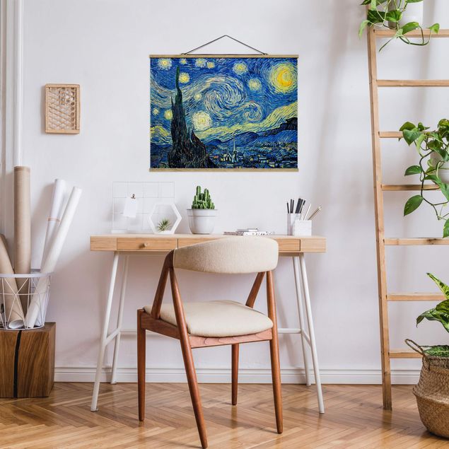 Fabric print with poster hangers - Vincent Van Gogh - The Starry Night
