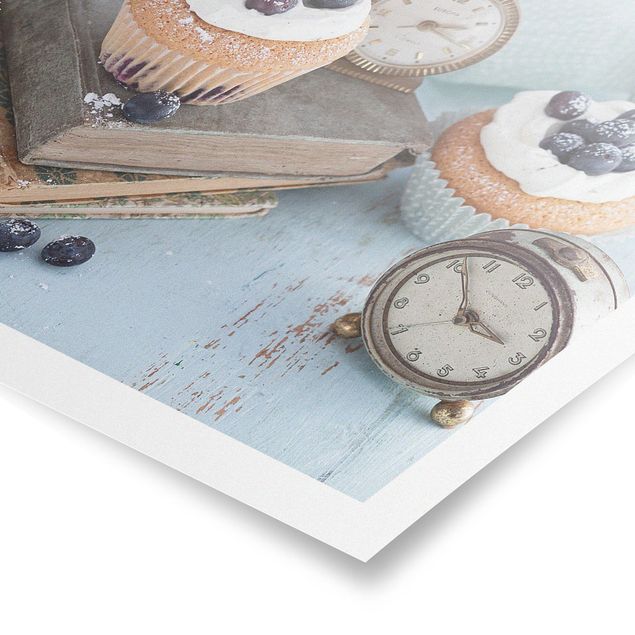 Poster - Vintage Cupcakes With Alarm Clock